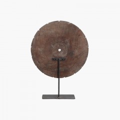 TRIBAL SPINNING WHEEL ON STAND RECYCLEWOOD 